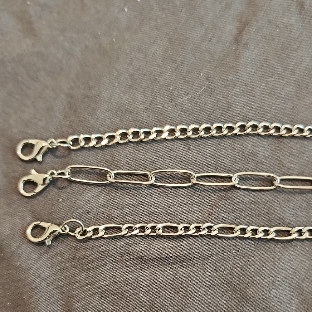Silver Bracelet Set Of 3 New Adjustable 7-9 Inches